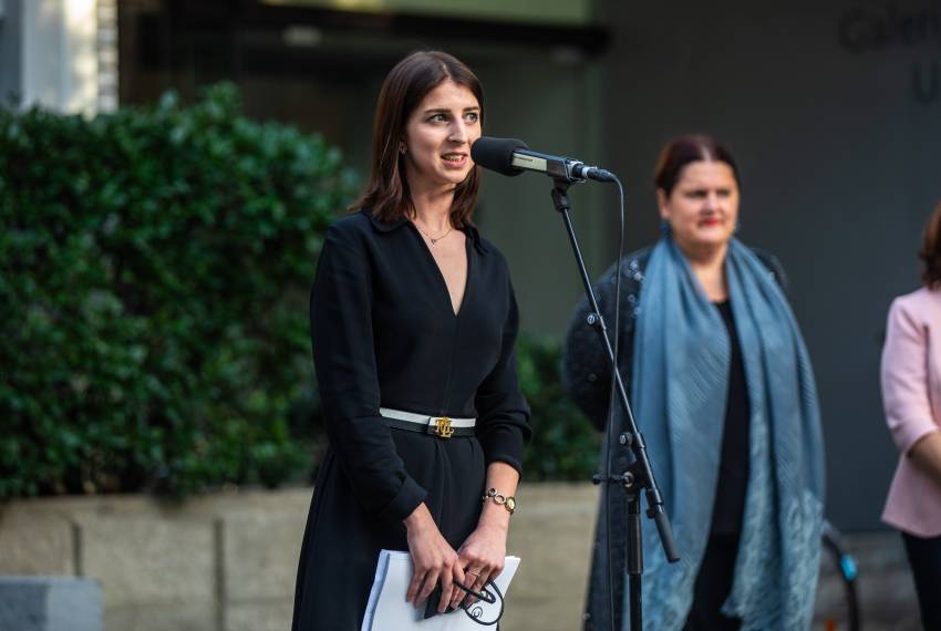 Katarina Hergouth, kustosinja razstavnega programa CD Uršula Cetinski, generalna direktorica Cankarjevega doma); Foto Sandi Fišer - Mediaspeed © Cankarjev dom 